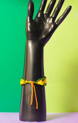 BRACELET - Yellow, green & orange threads, adjustable