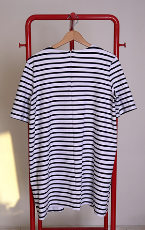 H&M DRESS - White & navy stripes - Large