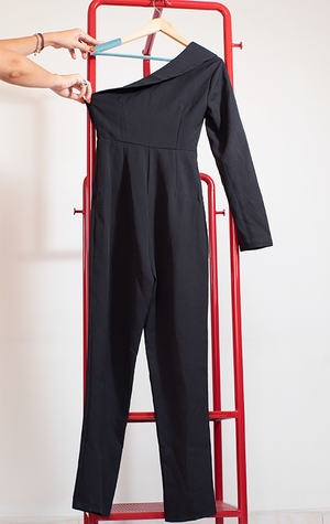 KEY COUTURE JUMPSUIT - Black one shoulder - Small