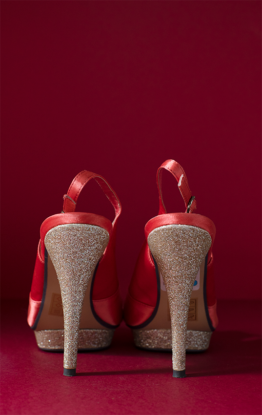CELESTE SANDALS - Coral and gold glitter heels -39