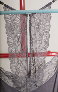 NIGHTGOWN PAJAMAS - Grey with lace detail - Medium