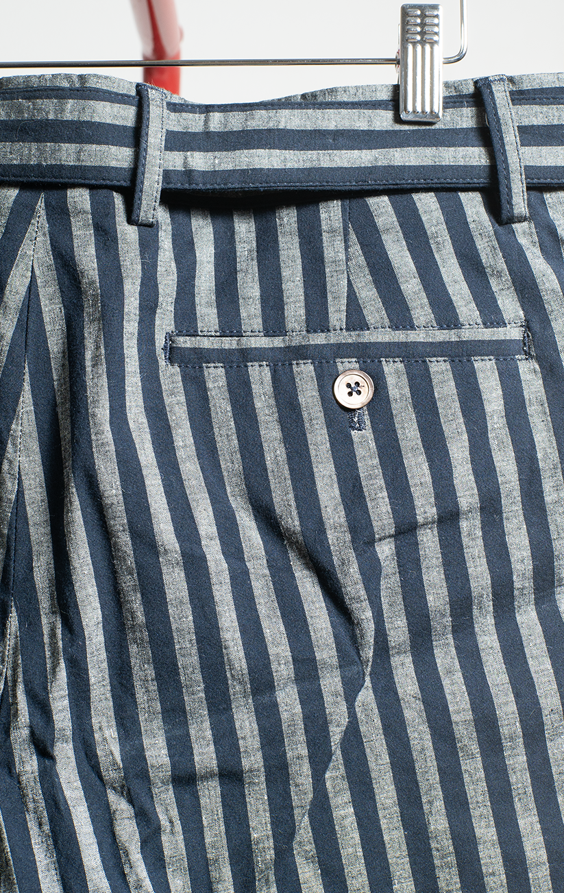 MEN ZARA SHORTS - Grey and navy stripes with belt - Xlarge