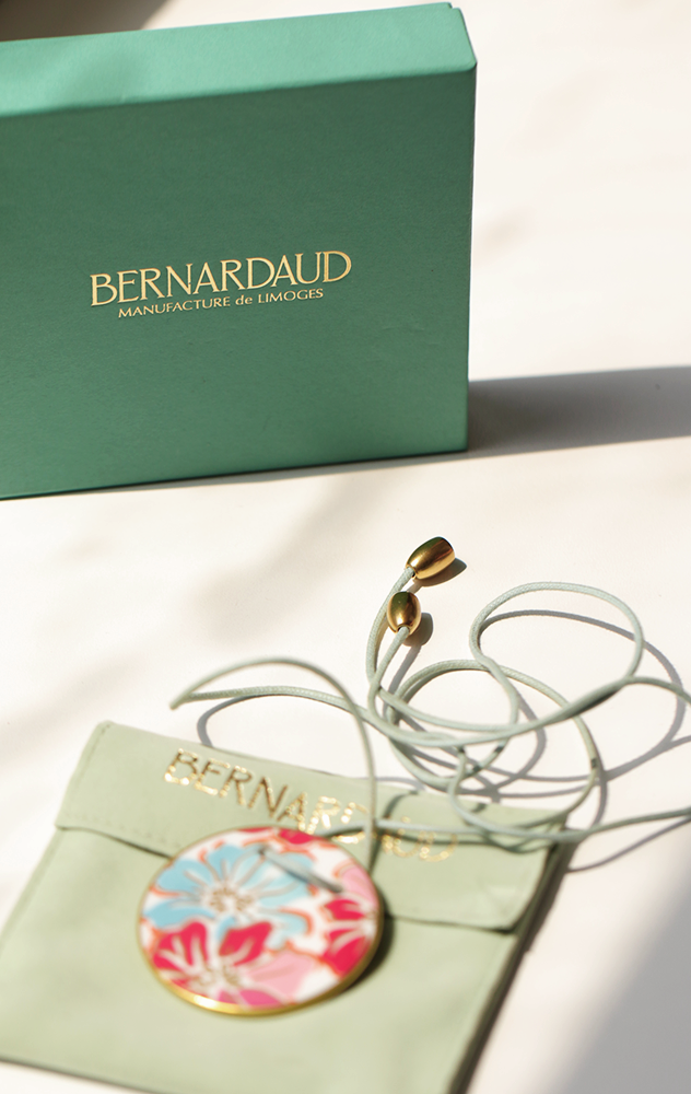 BERNARDAUD NECKCLACE - aqua gong pendant