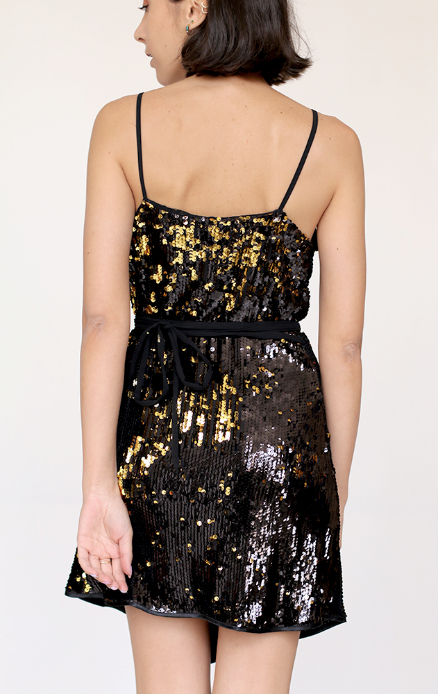 C-THROU DRESS - black and gold, wrapped - Small