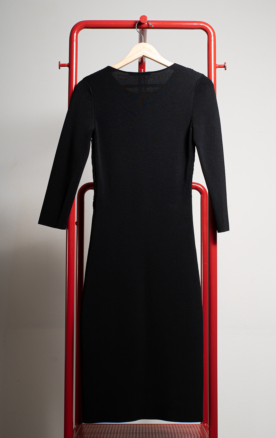 CAROLINA HERRERA DRESS - Black lace & crepe with velevt belt - XSmall