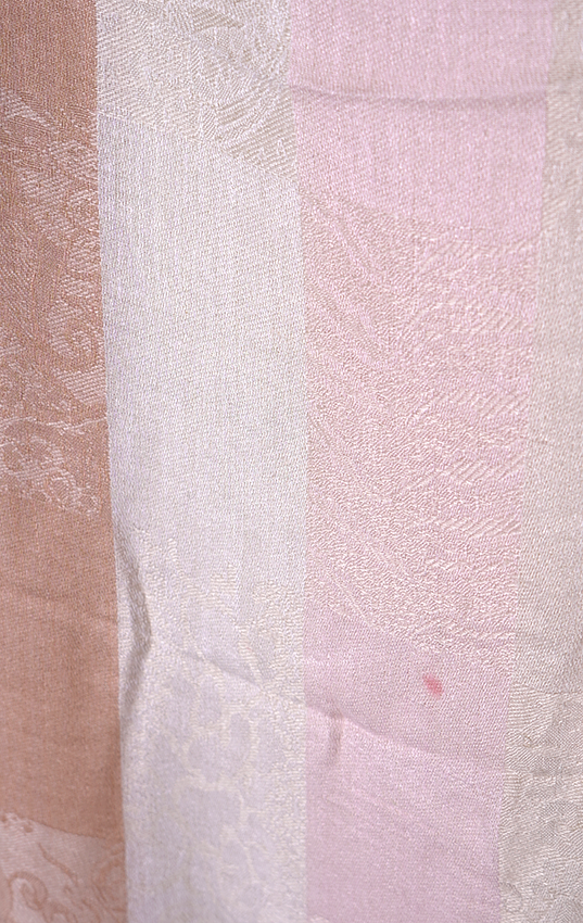 SCARF - Off white with brown and pink stripes