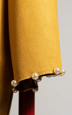 AZARA JACKET - Mustard suede with perals on the sleeves - Medium
