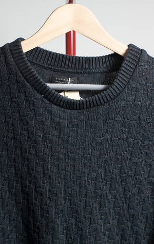 MEN ZARA SWEATER - Navy with zippers - XLarge