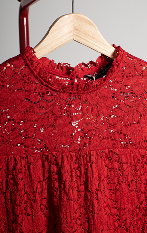 ZARA DRESS - Red lace - XSmall