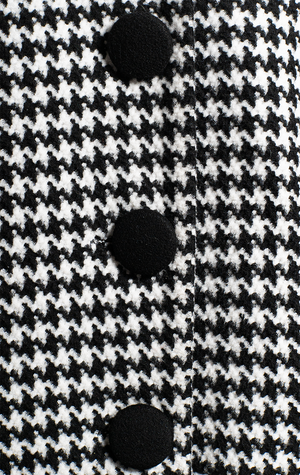FAVORI COAT - Black & white houndstooth with bow on the back -large