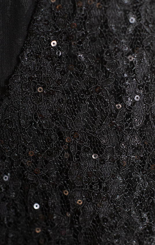 DRESS - Black paillette with see threw V back