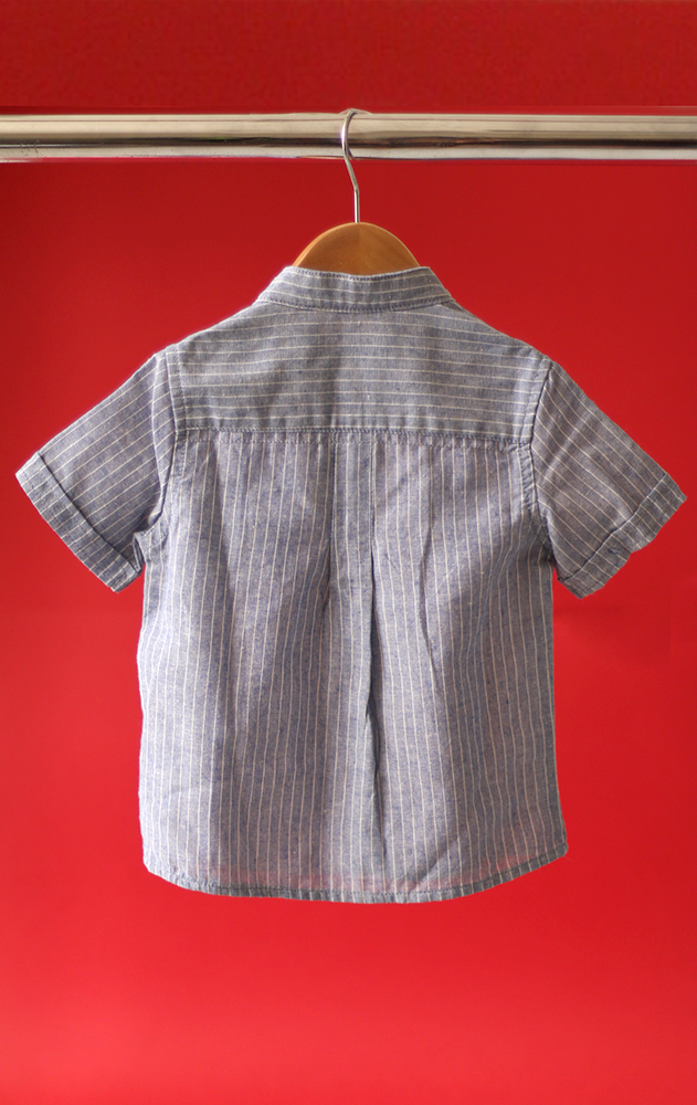 KIDS HARRISON SHIRT - Blue with white lines - 2 Years