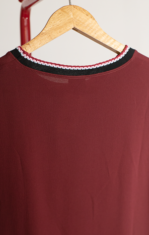 PINKO TOP - Burgundy with floral embroidery on the poket - Small