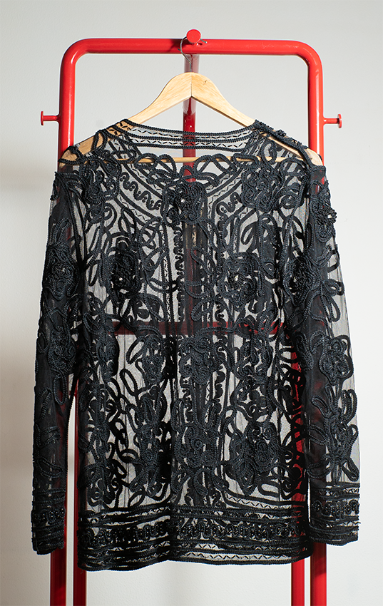 JACKET - Black net with embroideries - Large
