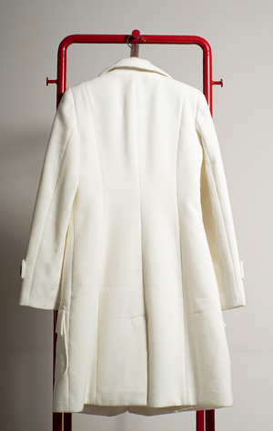 MISS BEBE COAT - White with black buttons - Small
